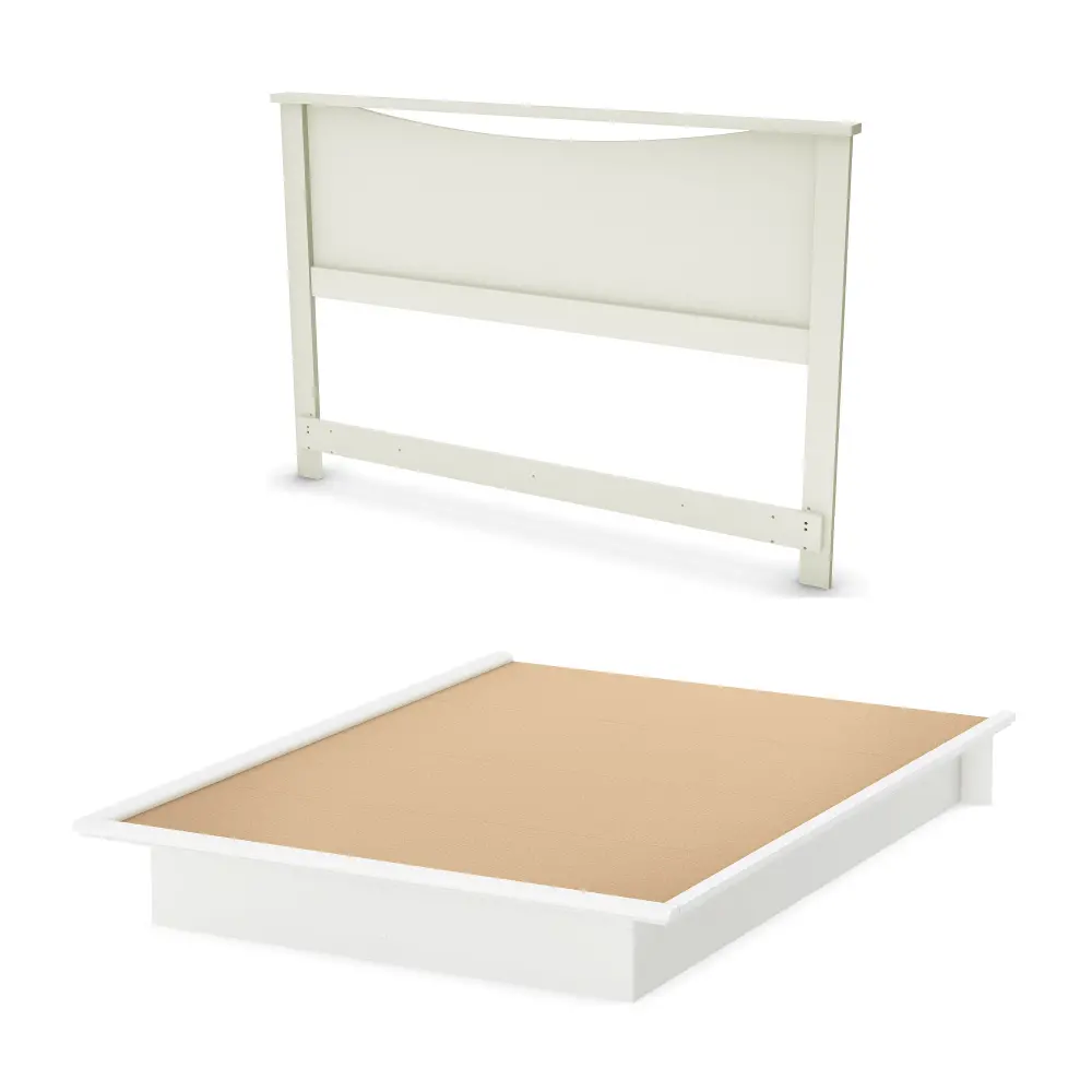 11277 Pure White Queen Platform Bed with Headboard - Step One-1