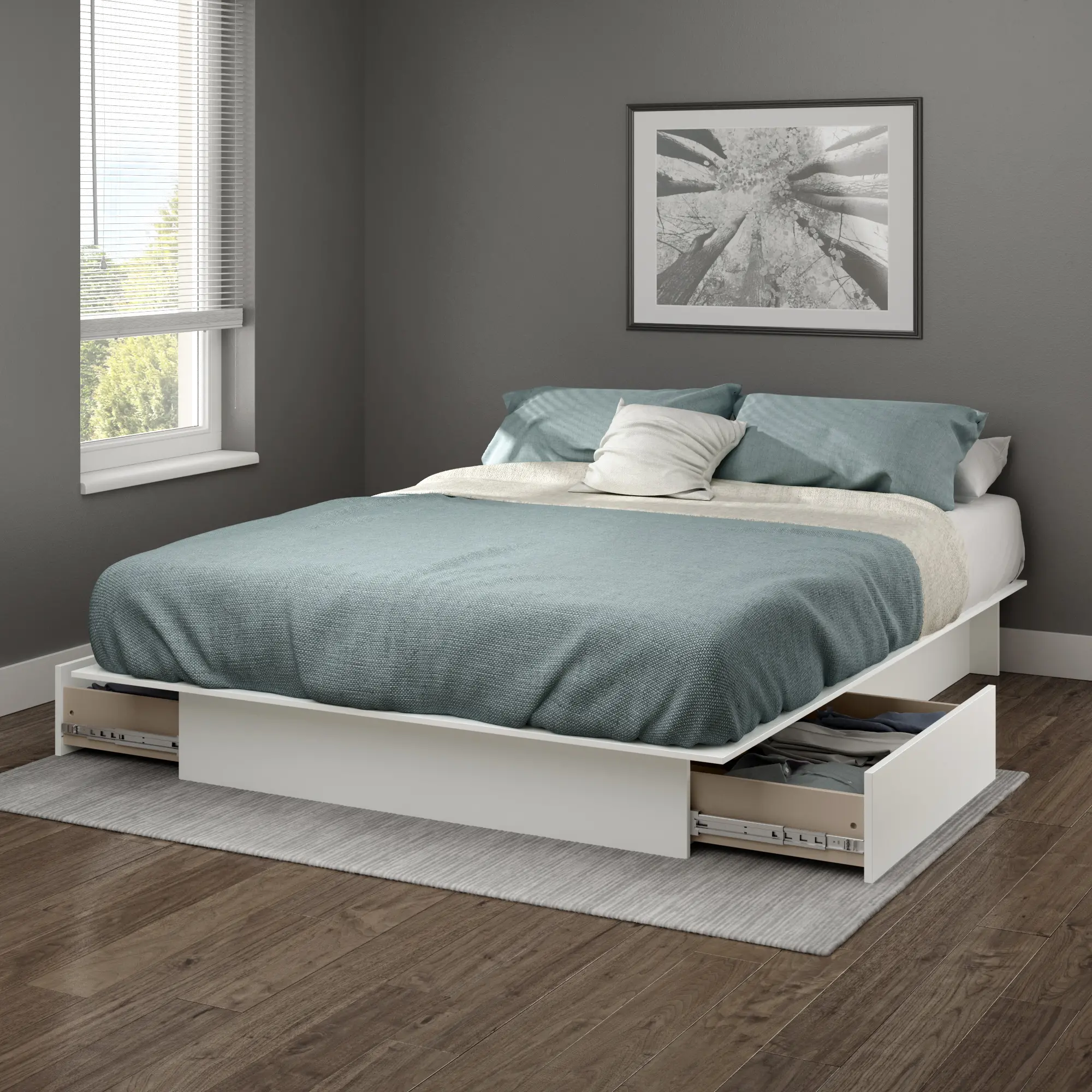 10222 Gramercy White Full-Queen Platform Bed with Drawer sku 10222