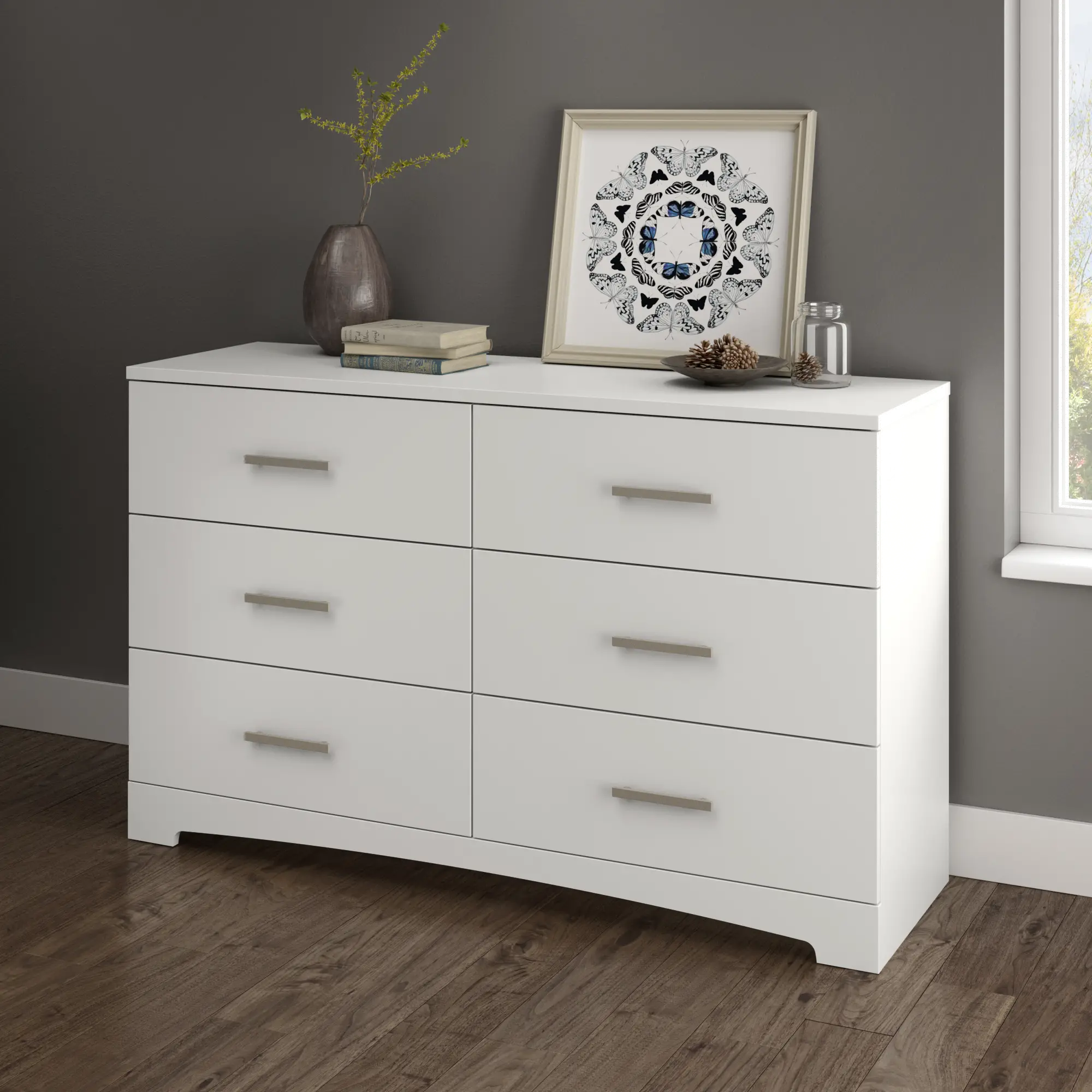 10450 Gramercy Pure White 6-Drawer Double Dresser - Sout sku 10450