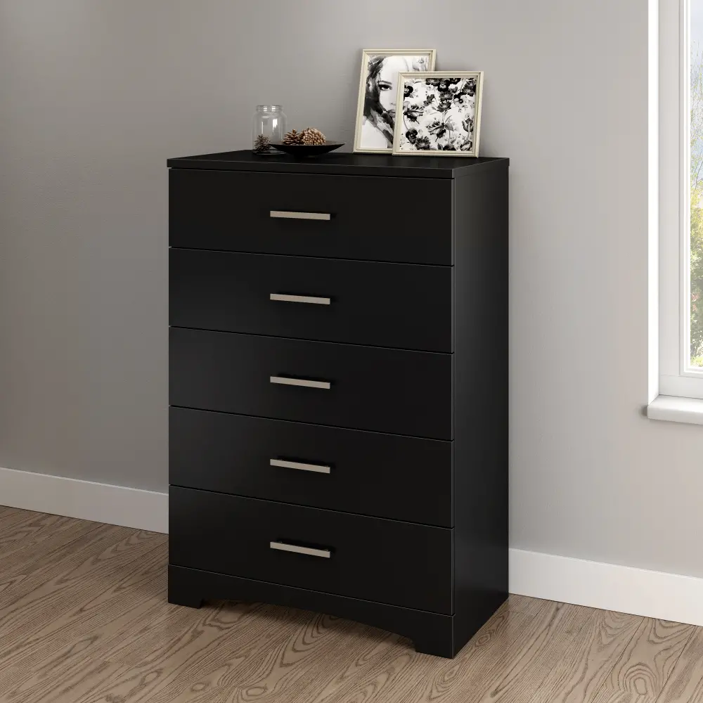 10448 Pure Black 5-Drawer Chest of Drawers- Gramercy-1