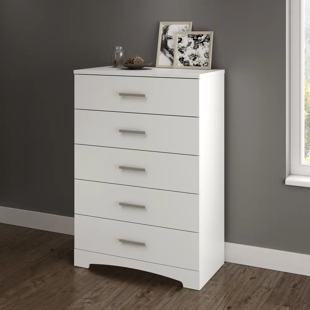 10451 Pure White 5-Drawer Chest of Drawers - Gramercy-1
