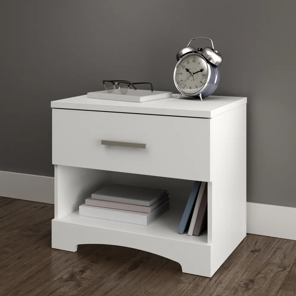 10452 Gramercy Pure White 1-Drawer Nightstand - South Shore-1