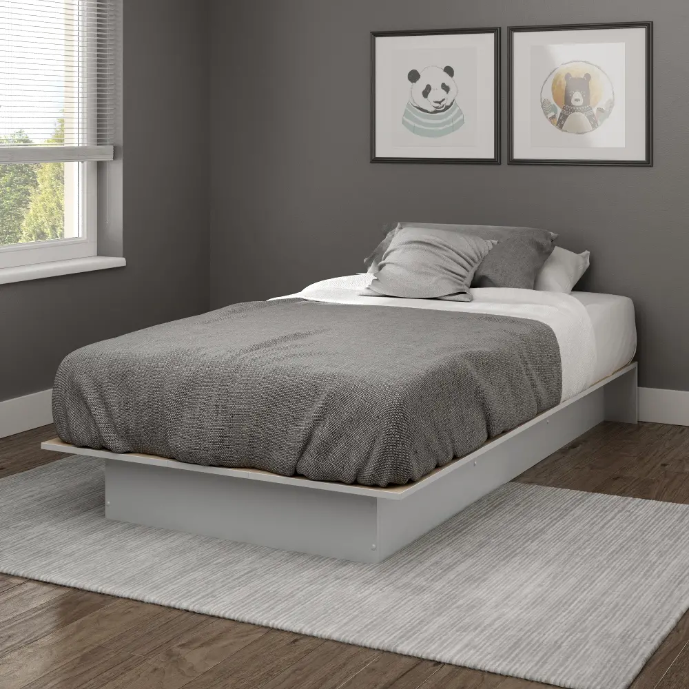 10432 Soft Gray Twin Platform Bed - Libra-1