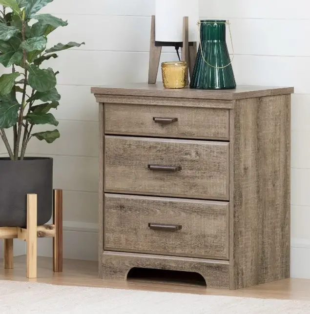 Versa Weathered Oak Nightstand with Charging Station - South Shore