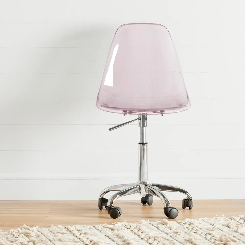 100237 Annexe Clear Pink Acrylic Office Chair with Wheels-1