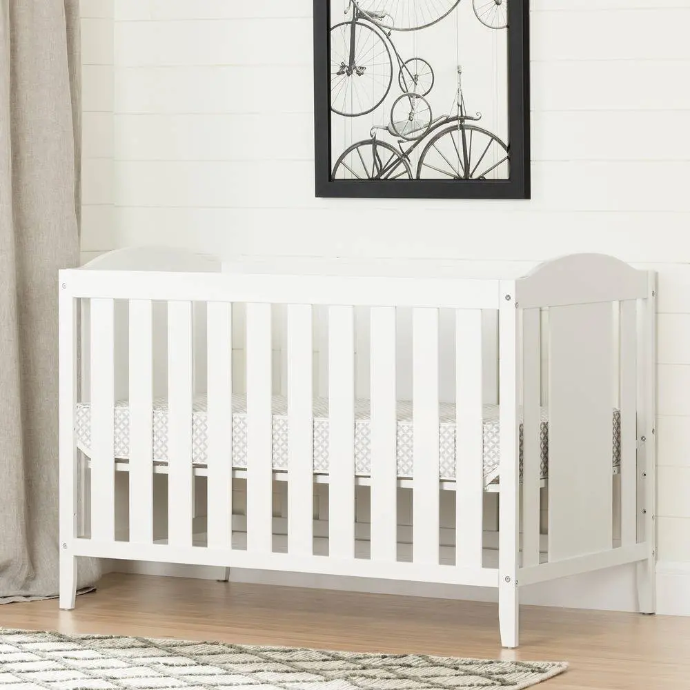 100259 Angel White Crib, Mattress & Toddler Rail-1