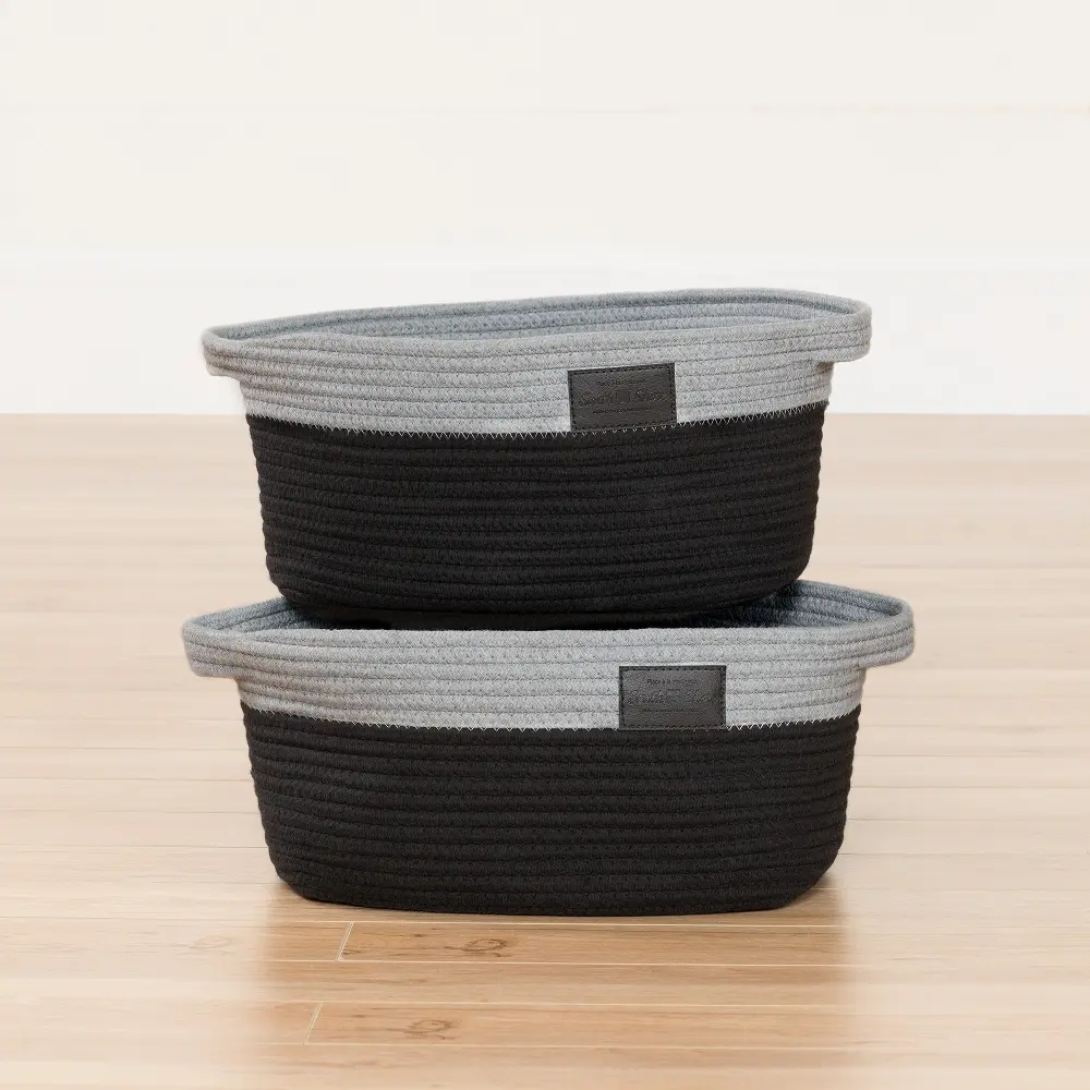 100241 Gray and Black Knit Baskets, Set of Two - Storit-1