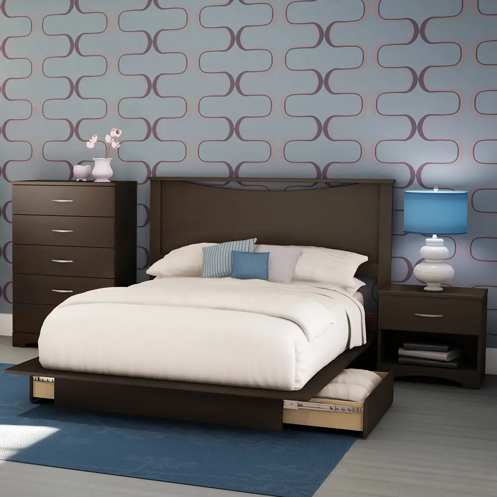 3159C4 Chocolate 4 Piece Full Size Bedroom Set - Step One-1