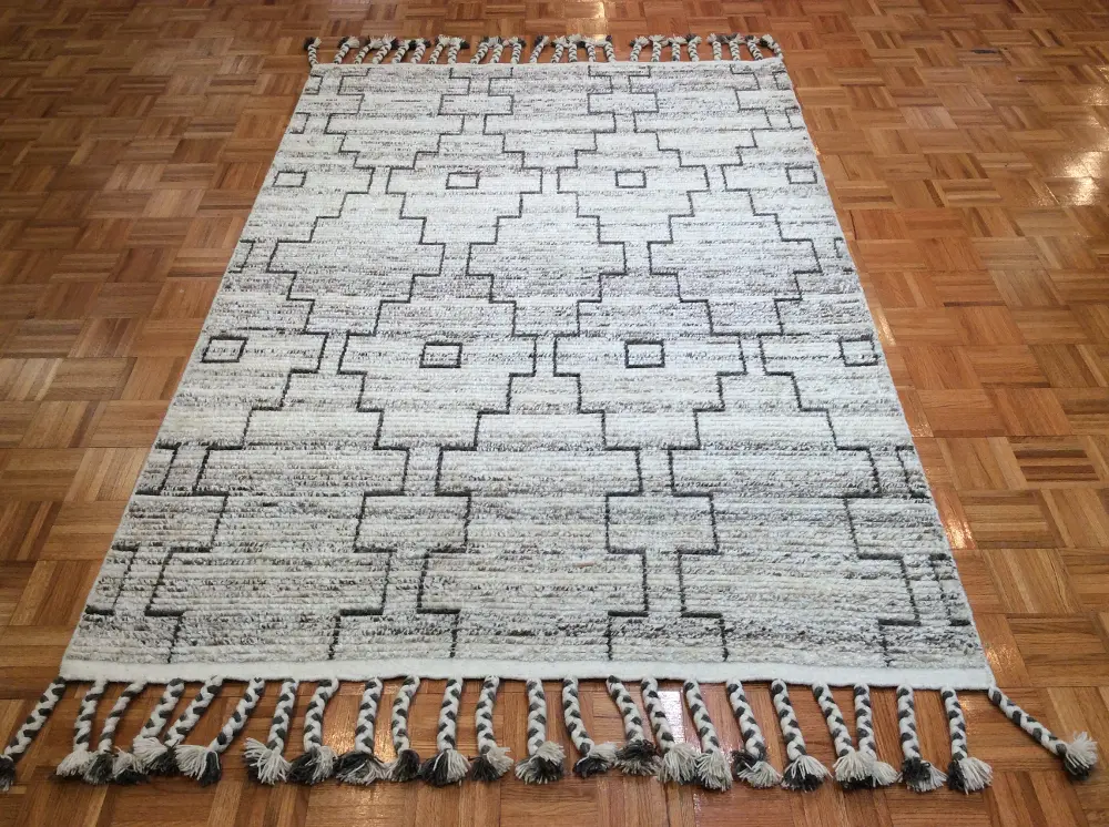 8 x 10 Large Ivory, Dark Brown and Charcoal Gray Area Rug - Austin-1