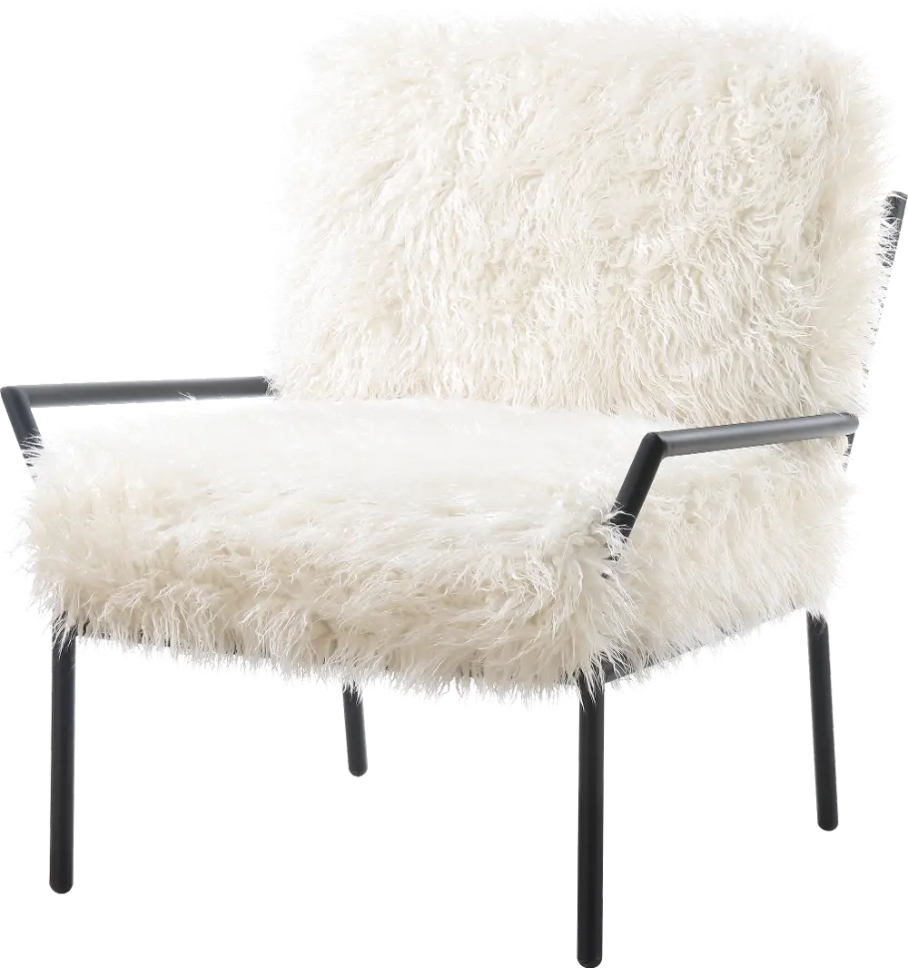 White Faux Fur Accent Chair - Royal-1