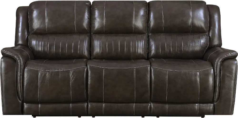 Gray Leather-Match Power Reclining Sofa - Hearst-1