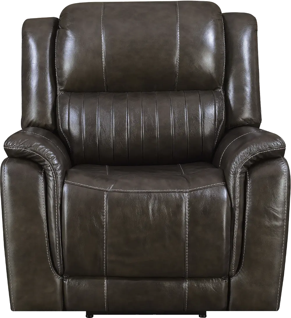 Gray Leather-Match Power Recliner - Hearst-1