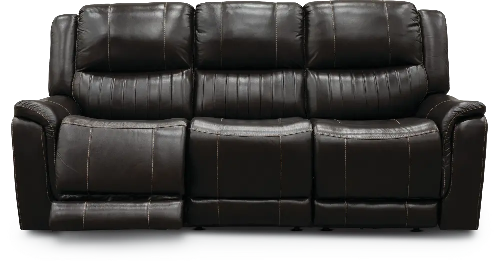 Chocolate Brown Leather-Match Power Reclining Sofa - Hearst-1