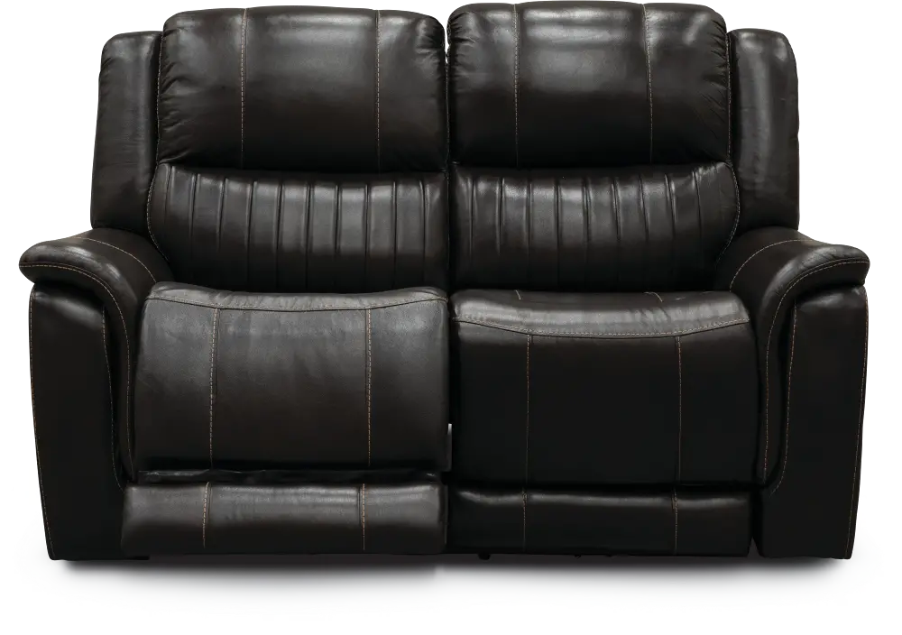 Chocolate Brown Leather-Match Power Reclining Loveseat - Hearst-1
