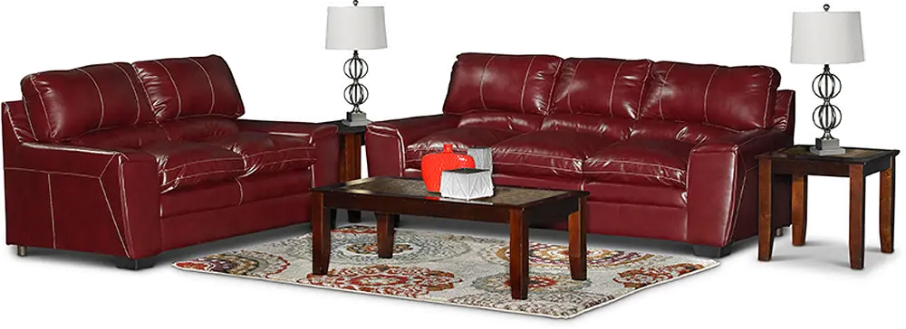 Contemporary Red 5 Piece Living Room Set - Caruso-1