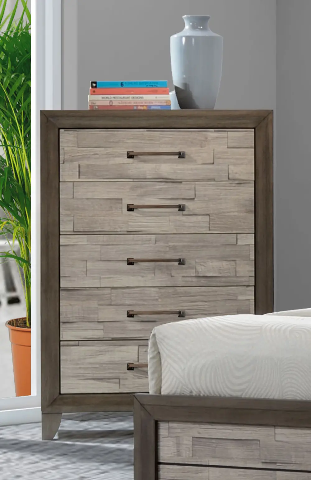 Contemporary Two-Tone Walnut Chest of Drawers - Jaren-1