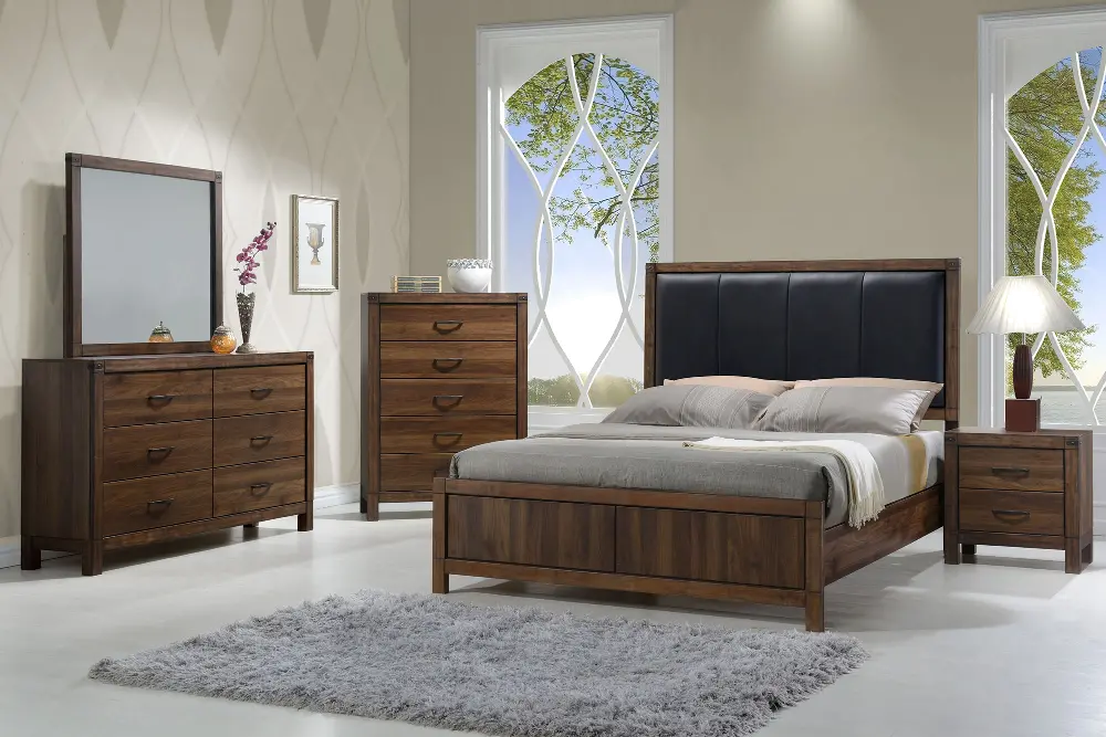 Modern Rustic Brown 4 Piece King Bedroom Set - Belmont-1