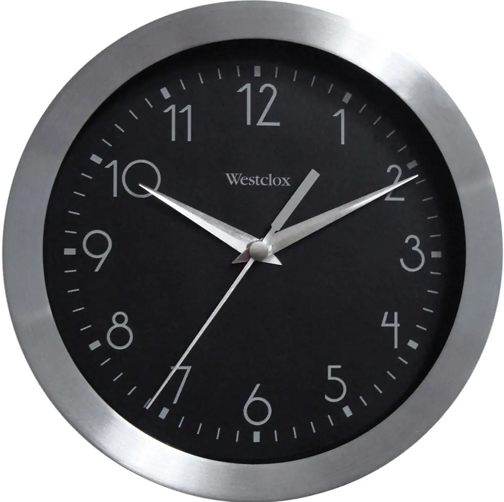Metallic Silver 9 Inch Round Wall Clock with Glass Lens-1