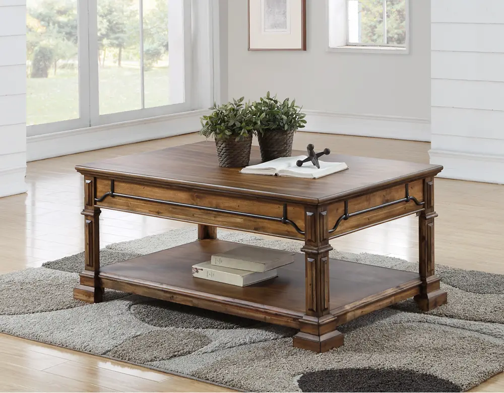 Barclay Rustic Brown Coffee Table-1