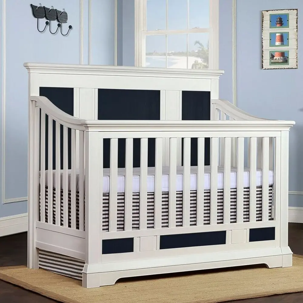 White/ Distressed Navy 5 in-1 Convertible Crib - Parker -1