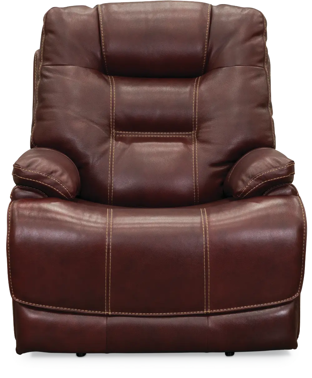 Ruby Red Leather-Match Lay-Flat Power Recliner - Bonanza-1