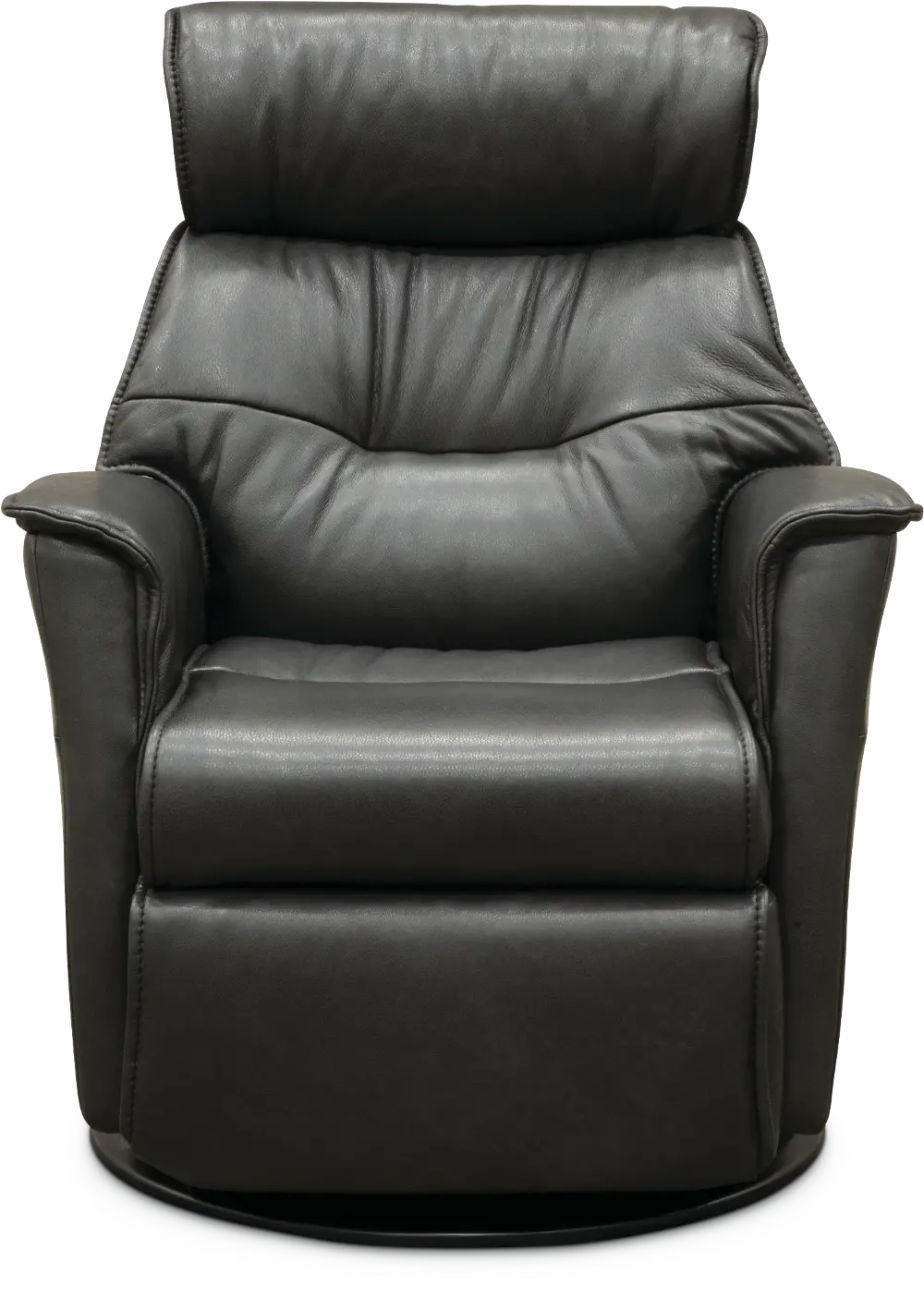 Charcoal Gray Leather Compact Swivel Glider Power Recliner - Captain-1