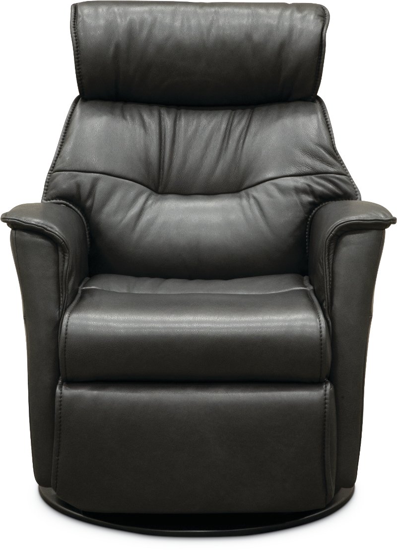 Charcoal Gray Leather Compact Swivel Glider Recliner Captain Charcoal Gray Leather Compact Swivel Glider Recliner Captain Rc Willey Furniture
