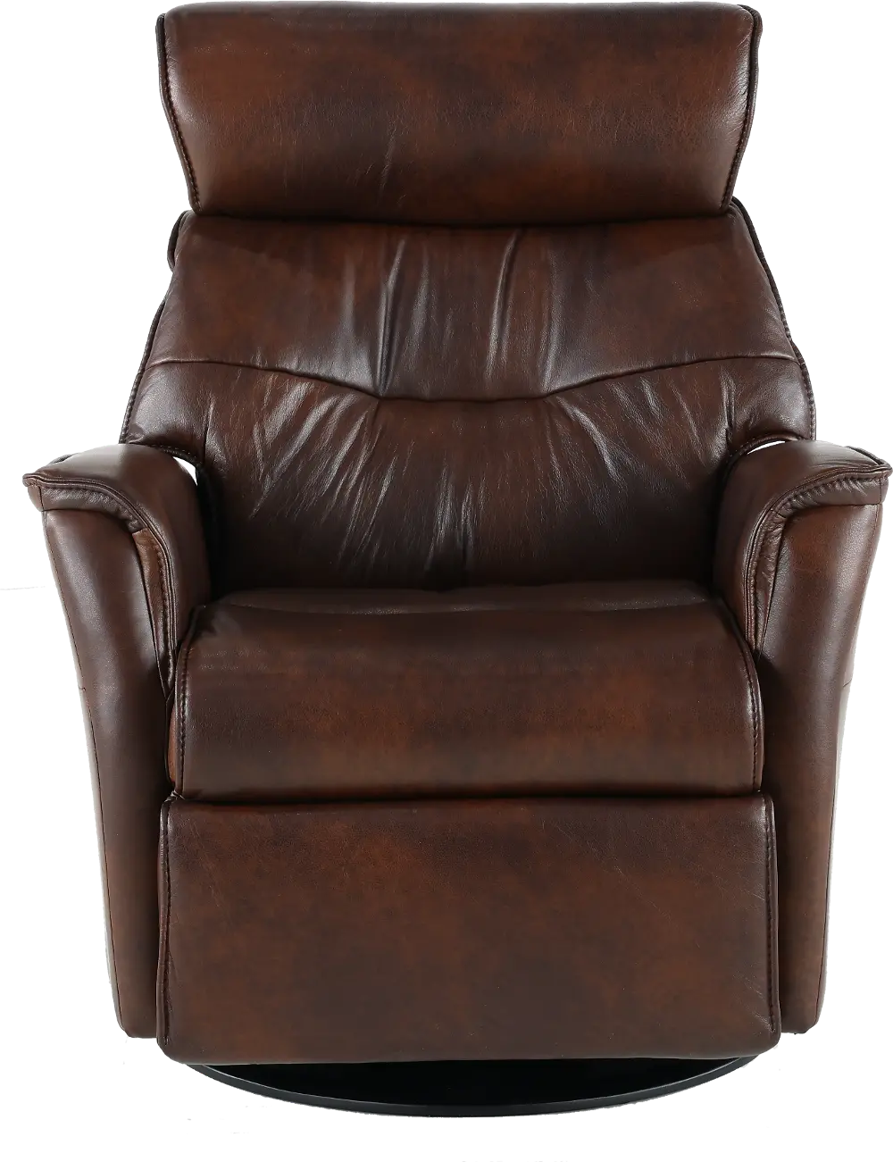 Captain Truffle Brown Large Leather Swivel Glider Power Recliner-1