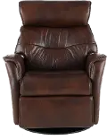 Captain Truffle Brown Large Leather Swivel Glider Power Recliner