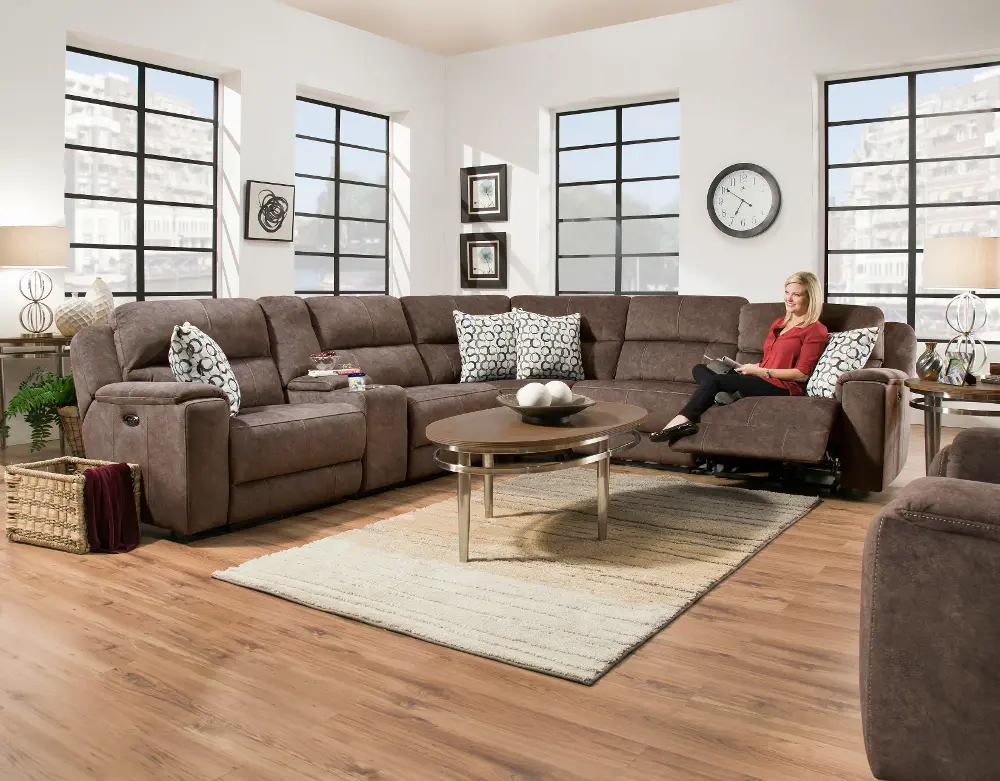 Imprint Coco Brown 6 Piece Power Reclining Sectional Sofa-1
