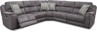 Blue 6 Piece Power Reclining Sectional, Blue Sectional Sofa With Recliners