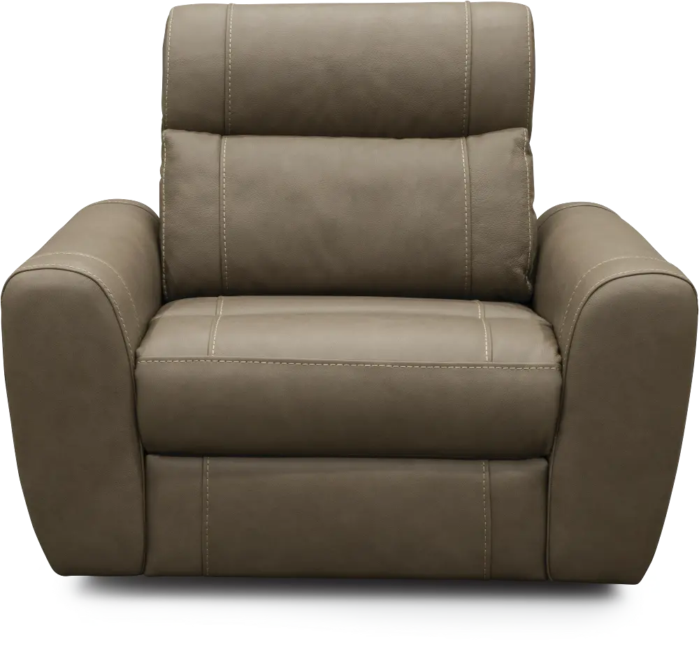 Taupe Leather-Match Power Recliner - Robert-1