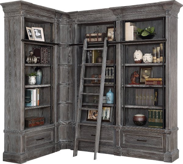 3 Piece Cherry Brown Bookcase Wall