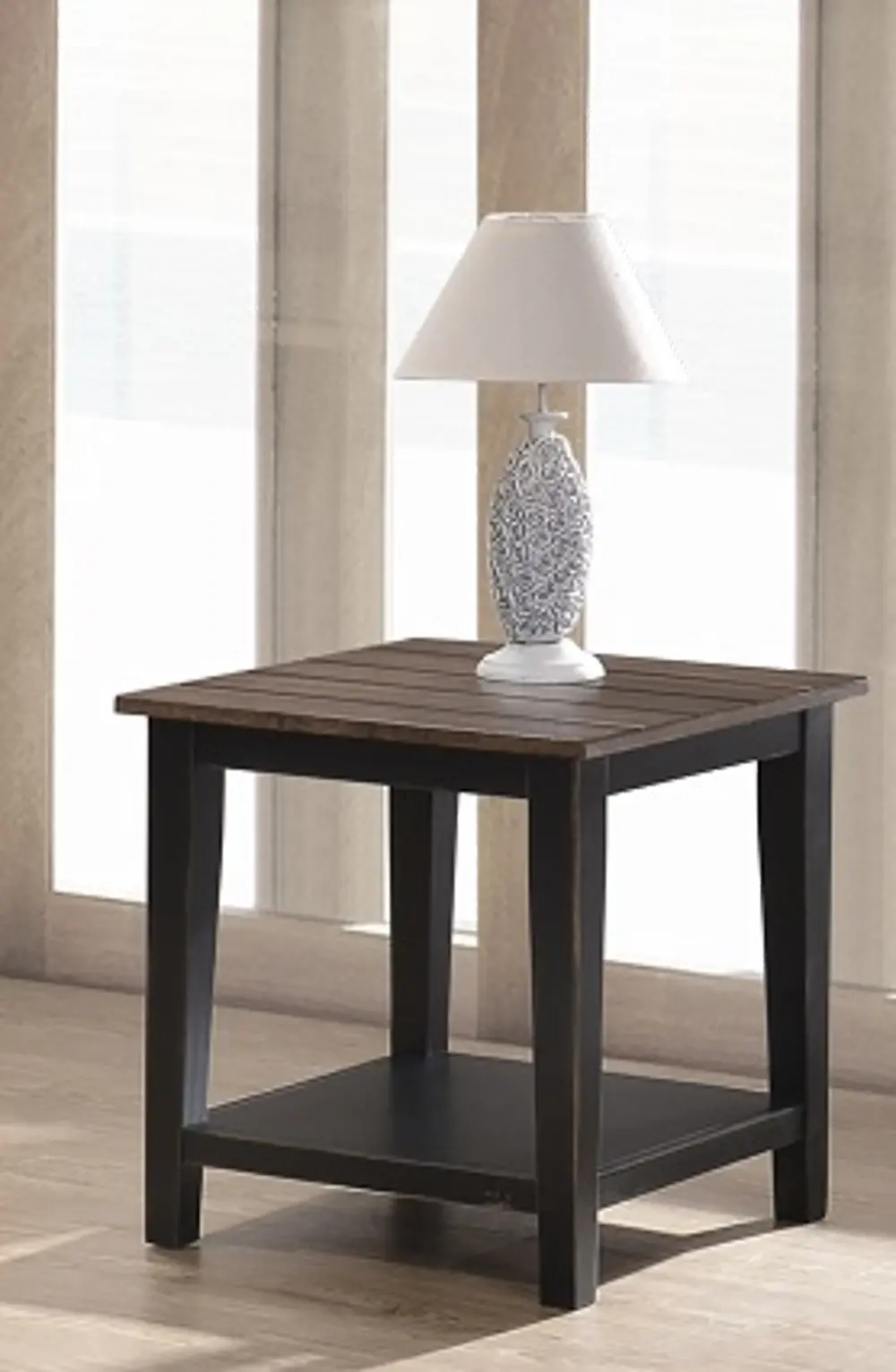 Farmhouse Black and Brown End Table-1