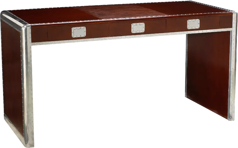 Dark Cherry and Burgundy Desk with Leather Writing Surface-1