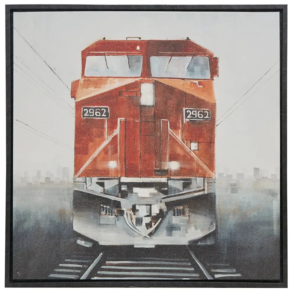 Last Stop Red Train Framed Canvas Wall Art-1
