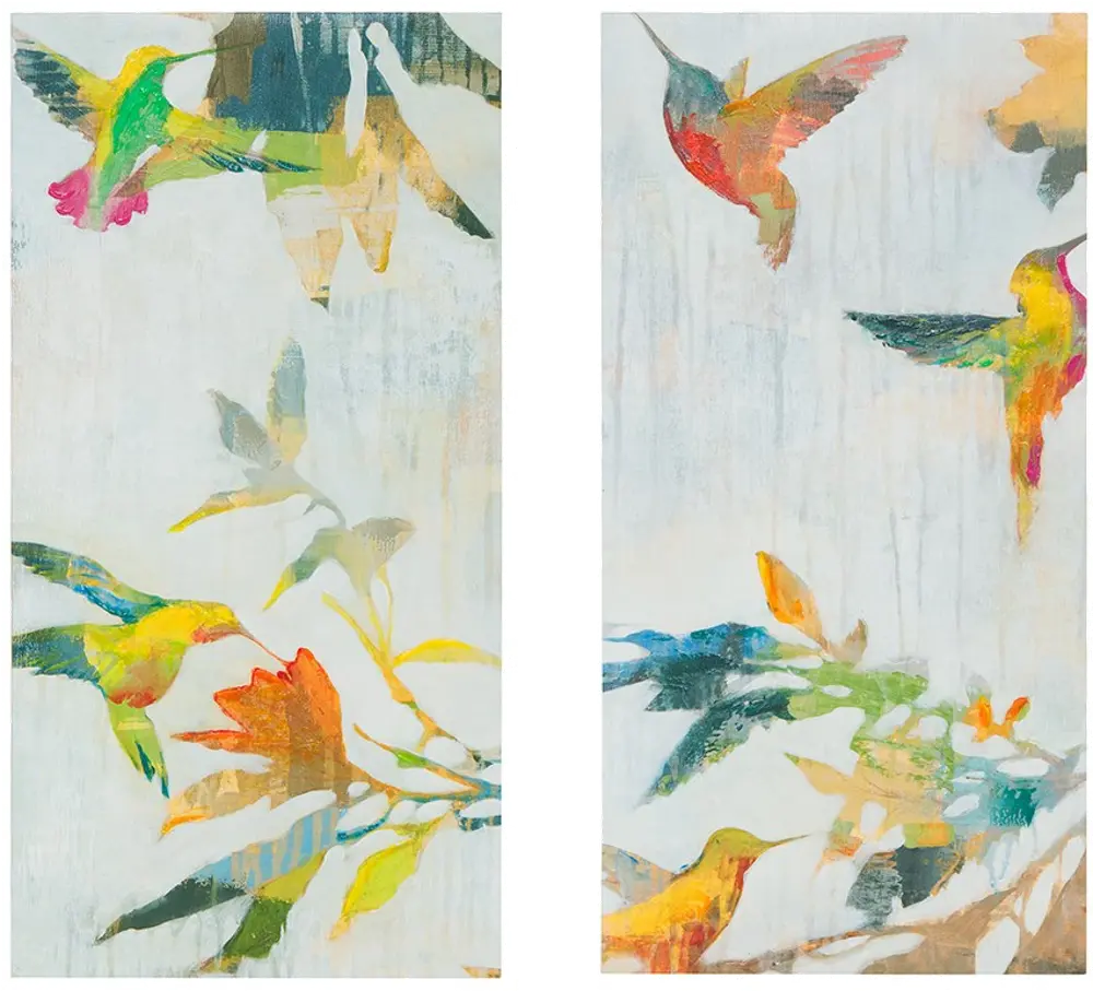 Multi Color Hummingbirds Canvas Wall Art - Set of 2-1
