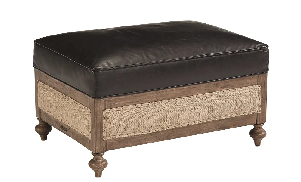Magnolia Home Furniture Black Leather Ottoman - Foundation-1