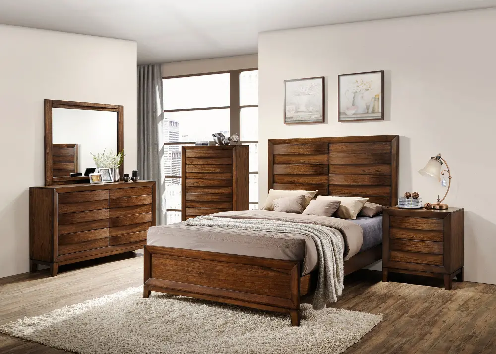 Rustic Modern Oak 4 Piece King Bedroom Set - Kelton-1