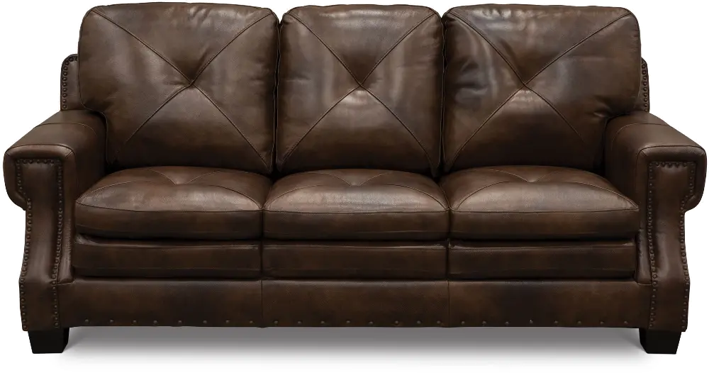 Classic Traditional Dark Brown Leather Sofa Bed - Savannah-1