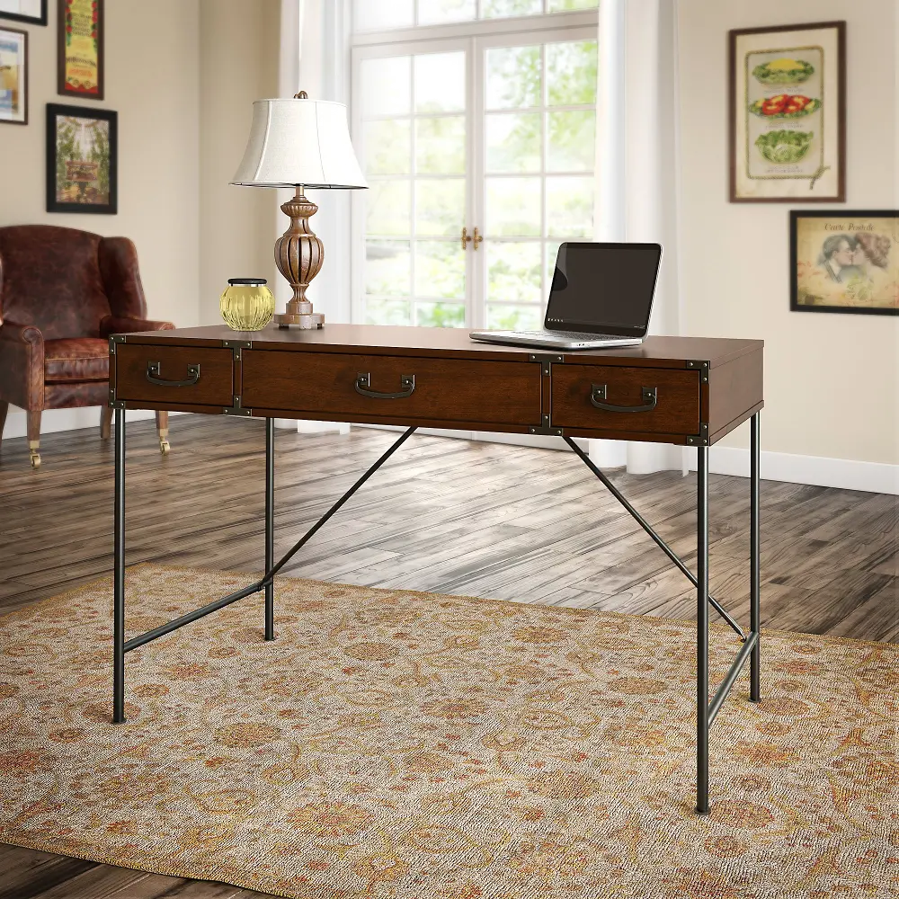 KI50201-03 Ironworks Cherry Writing Desk  (48 Inch) - Bush Furniture-1