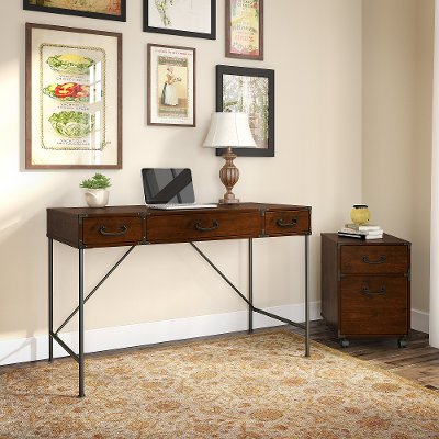 Kathy Ireland 48 Inch Writing Desk 2 Drawer Mobile Cabinet Cherry Writing Desk And 2 Drawer File Cabinet 48 Inch Ironworks