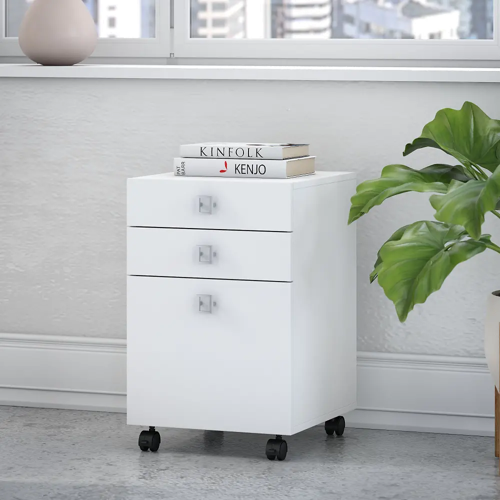 KI60101-03 Eco White 3 Drawer File Cabinet - Bush Furniture-1