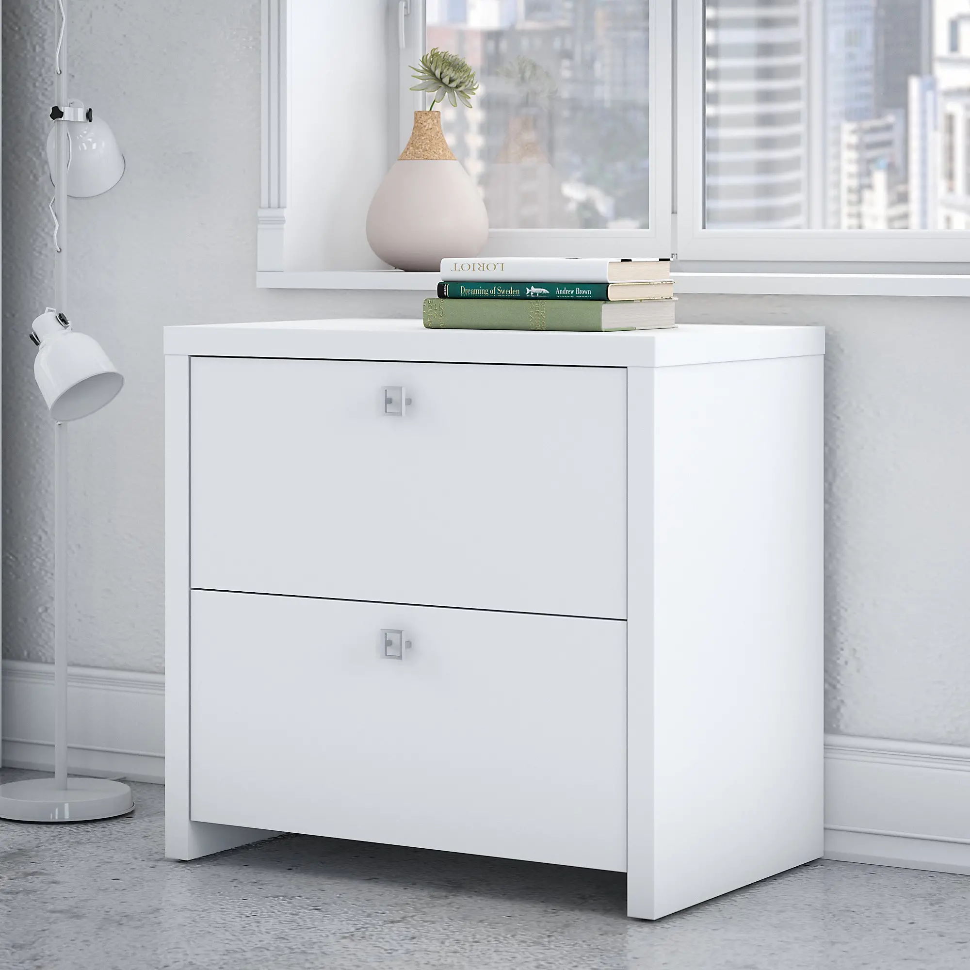 Eco White 2 Drawer Lateral File Cabinet - Bush Furniture