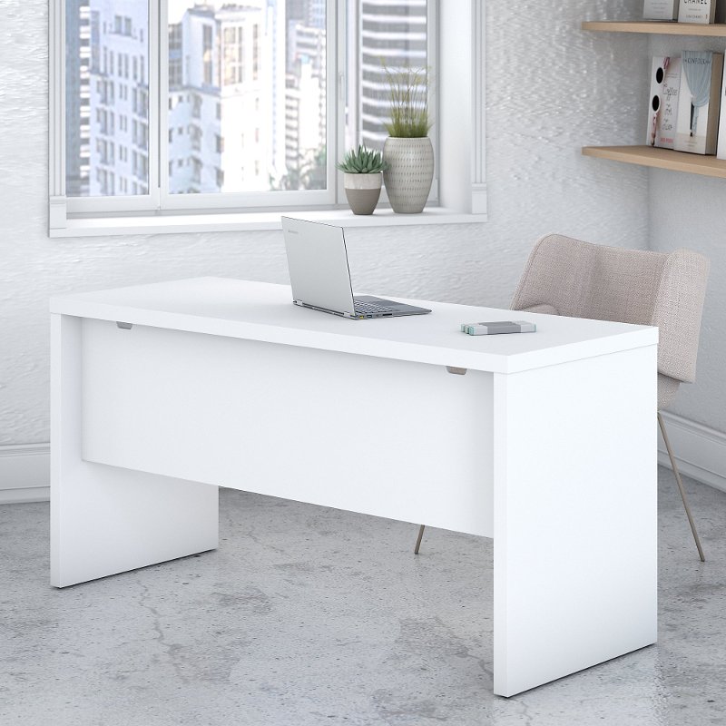 White Credenza Desk 60 Inch Echo, Desk And Credenza Layout