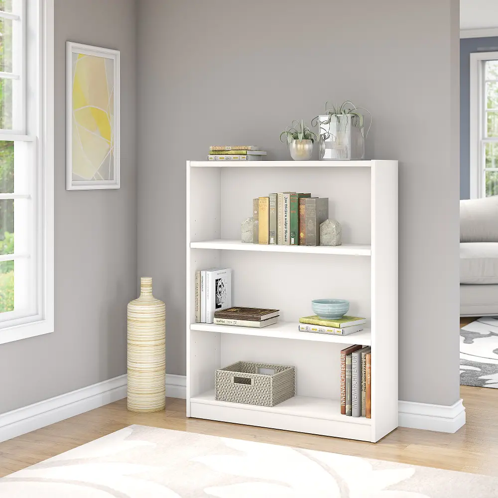 WL12414-03 White 3-Shelf Bookcase - Universal-1
