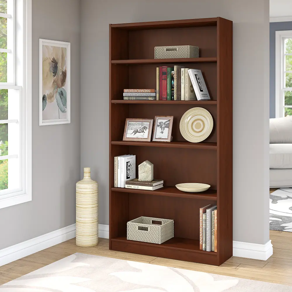 WL12477-03 Cherry Brown 5-Shelf Bookcase - Universal-1
