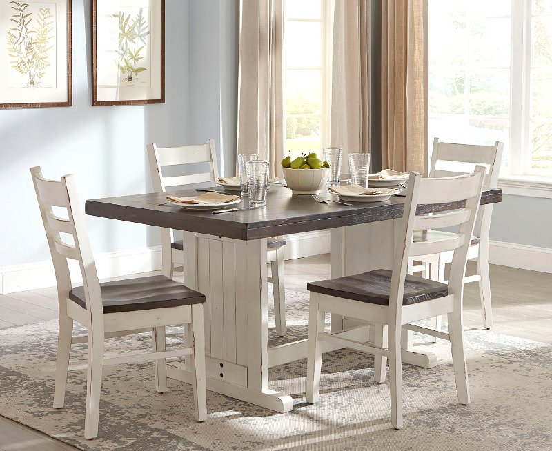 Two Tone 5 Piece Dining Set, French Country Dining Room Table And Chairs Set