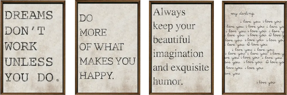 Love and Happy Framed Wall Art - Set of 4-1