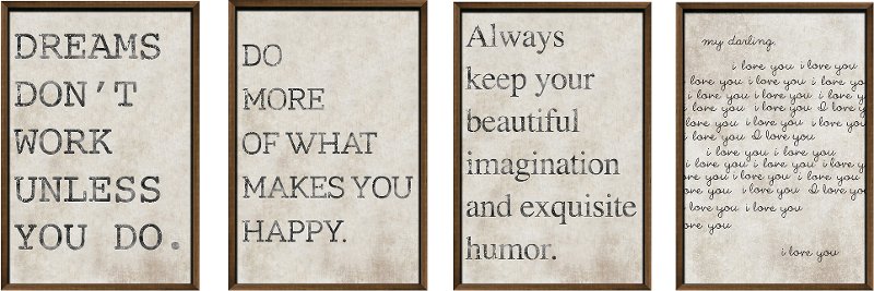 Love and Happy Framed Wall Art - Set of 4 | RC Willey Furniture Store